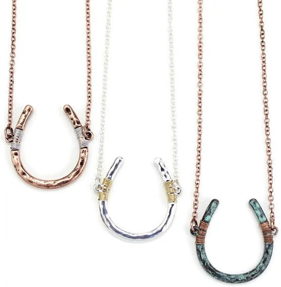 women's cowboy boots for tall womenWYO-Horse Wire Wrapped Horseshoe Necklace